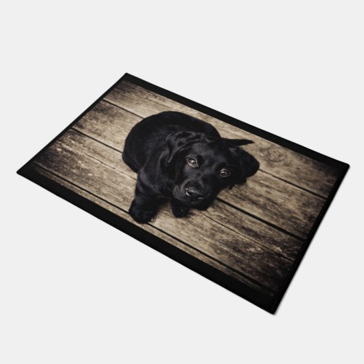 Zwart lab doormat. deurmat (Schuin)
