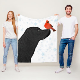 Zwart lab en kardinaal kerstfeest fleece deken