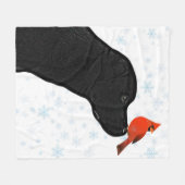 Zwart lab en kardinaal kerstfeest fleece deken (Voorkant (Horizontaal))