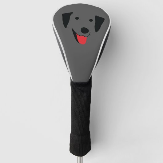 Zwart Lab Face Golfheadcover (Voorkant)