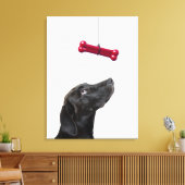 Zwart lab gemengde hond met rood hondenbot canvas afdruk (Insitu (Woonkamer))