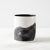 Zwart lab gemengde hond met rood hondenbot tweekleurige koffiemok (Center)