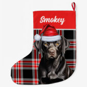 Zwart Lab Geplaatst met Naam van de Hond Kerstkous Grote Kerstsok (Achterkant)