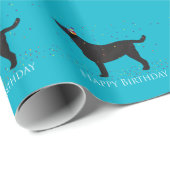 Zwart lab Happy Birthday-ontwerp Cadeaupapier (Rol Hoek)