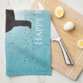 Zwart lab Happy Birthday-ontwerp Theedoek (Quarter Fold)