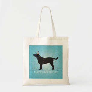 Zwart lab Happy Birthday-ontwerp Tote Bag
