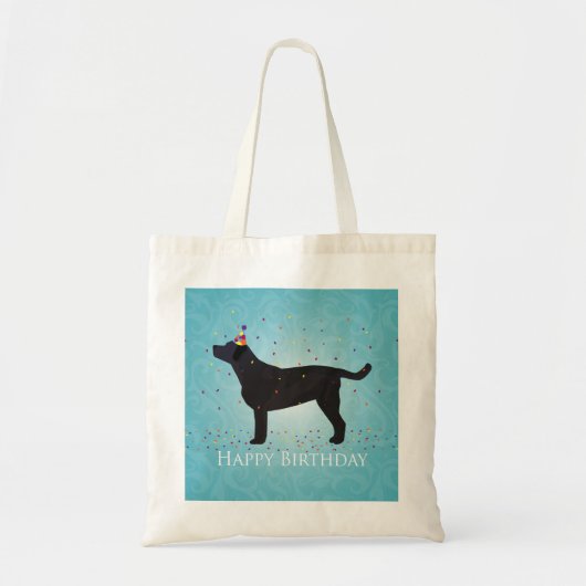 Zwart lab Happy Birthday-ontwerp Tote Bag (Voorkant)