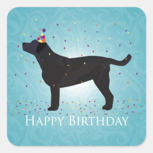 Zwart lab Happy Birthday-ontwerp Vierkante Sticker