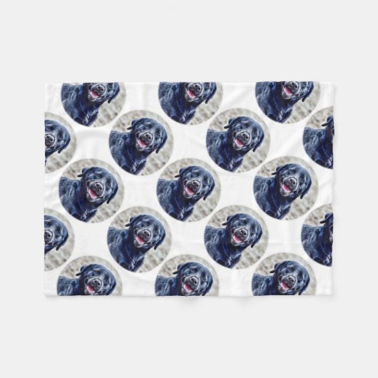 Zwart Lab Head Fleece Deken (Voorkant (Horizontaal))