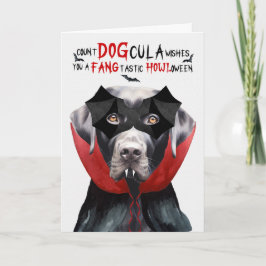 Zwart Lab Hond Grappig Count DOGcula Halloween Feestdagen Kaart