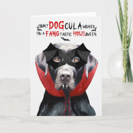 Zwart Lab Hond Grappig Count DOGcula Halloween Feestdagen Kaart