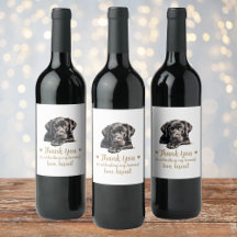Zwart Lab hond ik ook trouw wijnlabel