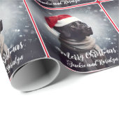  zwart lab in sjaal en kerstmuts cadeaupapier (Rol Hoek)