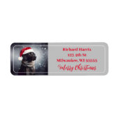  zwart lab in sjaal en kerstmuts etiket (Voorkant)