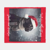  zwart lab in sjaal en kerstmuts fleece deken (Voorkant (Horizontaal))