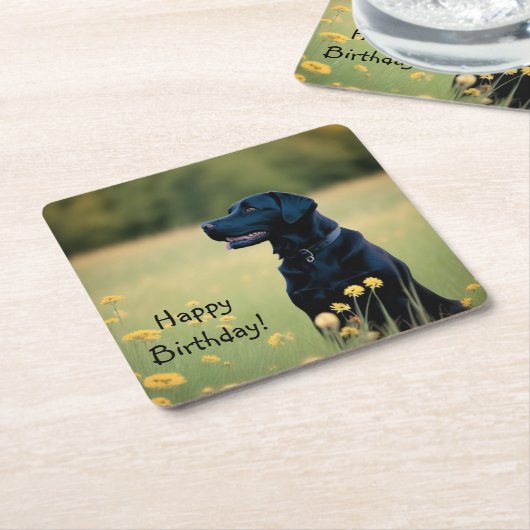 Zwart lab kartonnen onderzetters (Schuin)