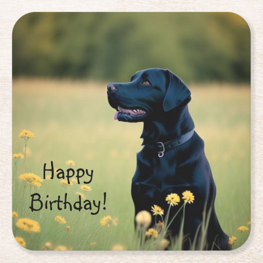 Zwart lab kartonnen onderzetters (Voorkant)