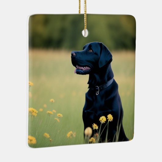Zwart lab keramisch ornament (Rechts)