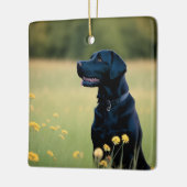 Zwart lab keramisch ornament (Links)