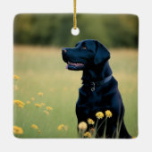 Zwart lab keramisch ornament (Achterkant)