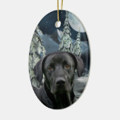 Zwart lab keramisch ornament (Links)