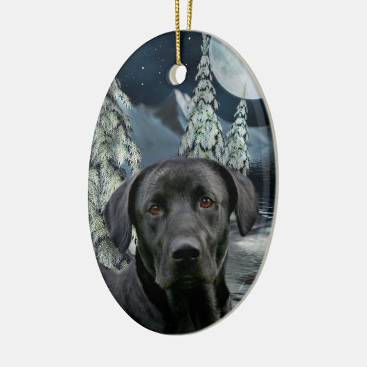 Zwart lab keramisch ornament (Links)