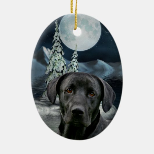 Zwart lab keramisch ornament (Achterkant)