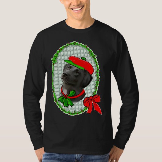 Zwart Lab Kerst 171 T-shirt (Voorkant)