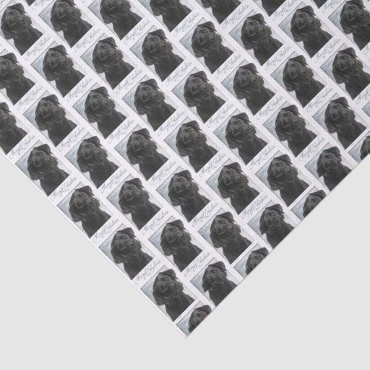 Zwart Lab Kerst Tissue Papier (Detail)