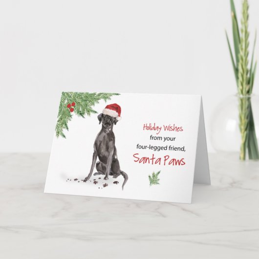 Zwart Lab Kerst Van Hond In Grappige Santa Hoed Kaart (Voorkant)