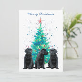 Zwart Lab Kerst Vrolijk Labrador Schattige Hondenp Kaart (Staand voorkant)