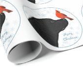 Zwart Lab Kerstmis Kardinaal Leuke Hond Labrador Cadeaupapier (Rol Hoek)