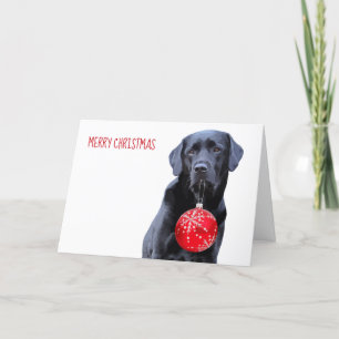 Zwart lab: Kerstmis — Labrador Puppy Cute Dog Feestdagen Kaart