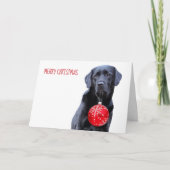 Zwart lab: Kerstmis — Labrador Puppy Cute Dog Feestdagen Kaart (Voorkant)