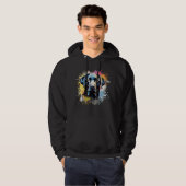 Zwart Lab kleurrijke splash graffiti Hoodie (Voorkant volledig)