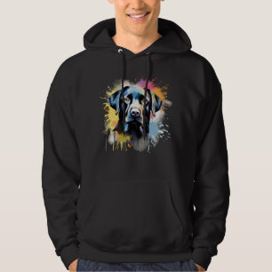 Zwart Lab kleurrijke splash graffiti Hoodie
