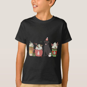 Zwart Lab Koffie Latte Winter Kerstmis Hond Moeder T-shirt