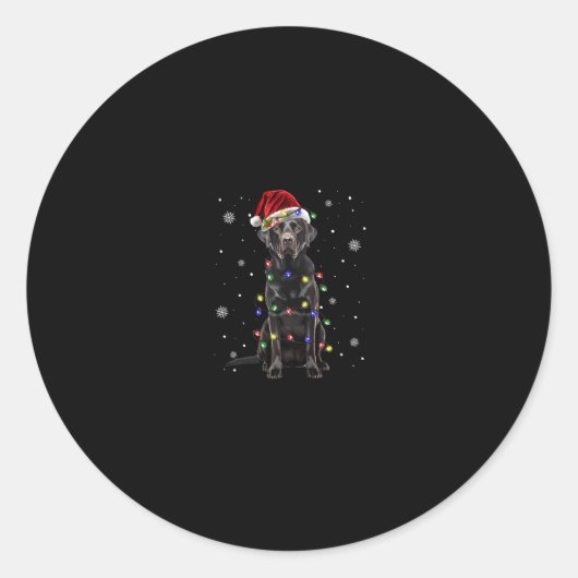 Zwart Lab Labrador hond Kerstverlichting Kerstmis  Ronde Sticker (Voorkant)