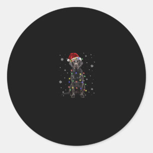 Zwart Lab Labrador hond Kerstverlichting Kerstmis Ronde Sticker