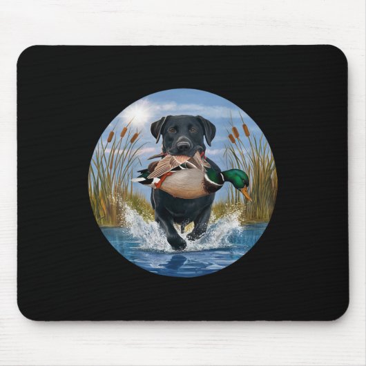 Zwart Lab Labrador Jagen Eenden Watervogels Geel Muismat (Voorkant)
