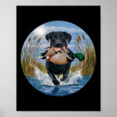 Zwart Lab Labrador Jagen Eenden Watervogels Geel Poster (Voorkant)