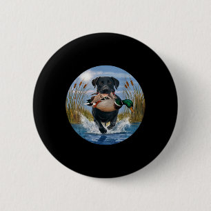Zwart Lab Labrador Jagen Eenden Watervogels Geel Ronde Button 5,7 Cm