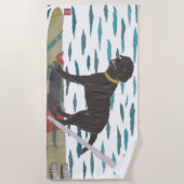 Zwart lab, labrador Retriever, modern, strand dog Strandlaken (Voorkant)