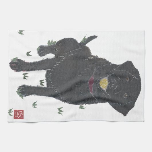 Zwart lab, labrador Retriever Theedoek (Horizontaal)