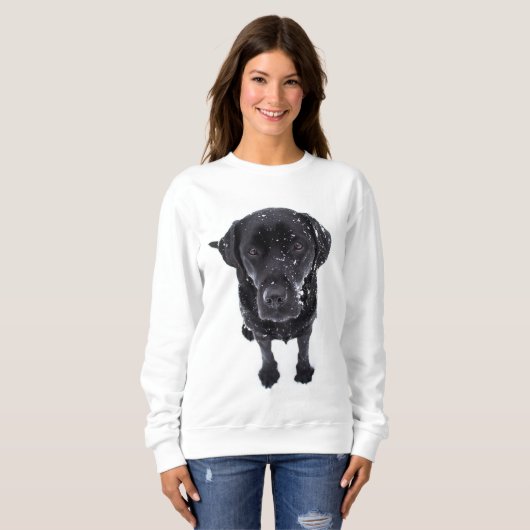 Zwart Lab - Labrador Snow Puppy Trui (Voorkant volledig)