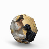Zwart Lab met Angel Custom Memorial Fotoblokken (Rechts)