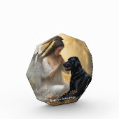 Zwart Lab met Angel Custom Memorial Fotoblokken (Links)