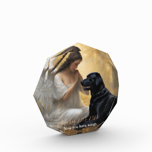 Zwart Lab met Angel Custom Memorial Fotoblokken (Links)