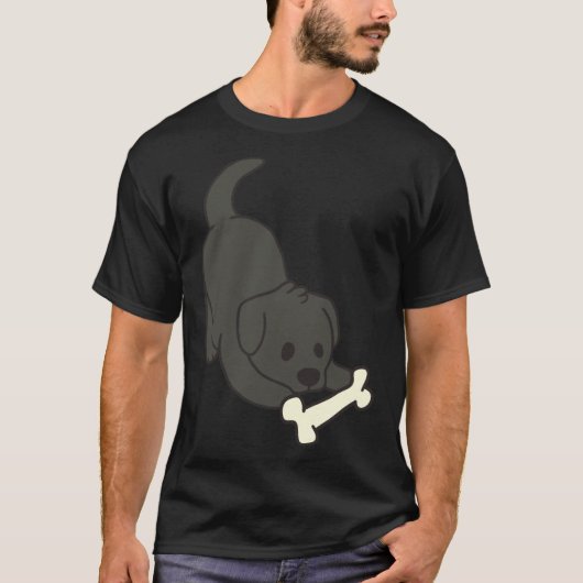 Zwart lab met bot t-shirt (Voorkant)