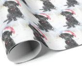 Zwart lab met kerstkerstkerstcadeau of foto's met cadeaupapier (Rol Hoek)